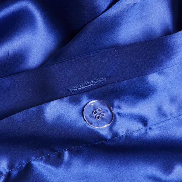 91家纺网 家纺一手货源 找家纺 威克凯丽 2021新款素色真丝四件套 宝蓝