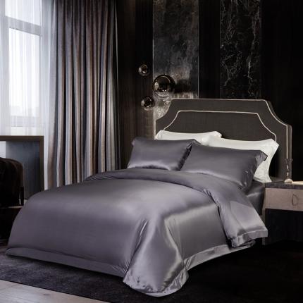 91家纺网 家纺一手货源 找家纺 威克凯丽 2021新款素色真丝四件套 灰