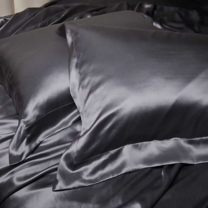 91家纺网 家纺一手货源 找家纺 威克凯丽 2021新款素色真丝四件套 灰