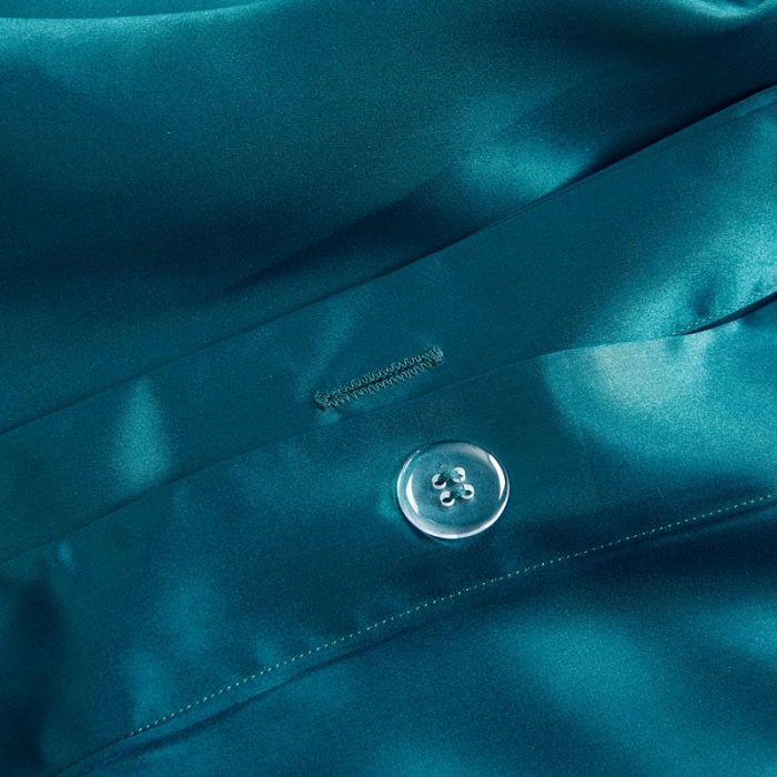 91家纺网 家纺一手货源 找家纺 威克凯丽 2021新款素色真丝四件套 孔雀蓝