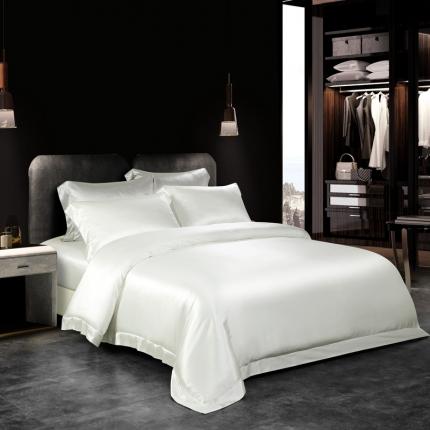 威克凯丽 2021新款素色真丝四件套 米白