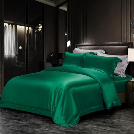 91家纺网 家纺一手货源 找家纺 威克凯丽 2021新款素色真丝四件套 墨绿
