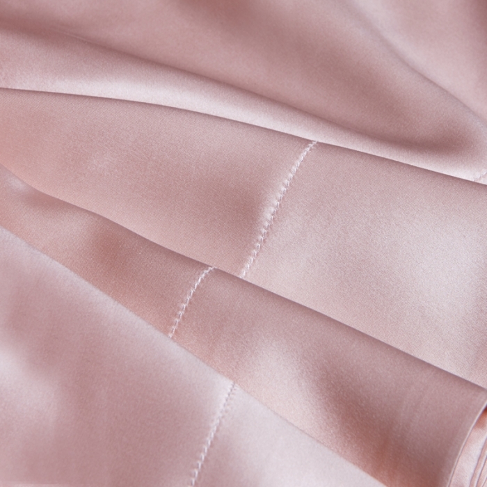 91家纺网 家纺一手货源 找家纺 威克凯丽 2021新款素色真丝四件套 浅粉