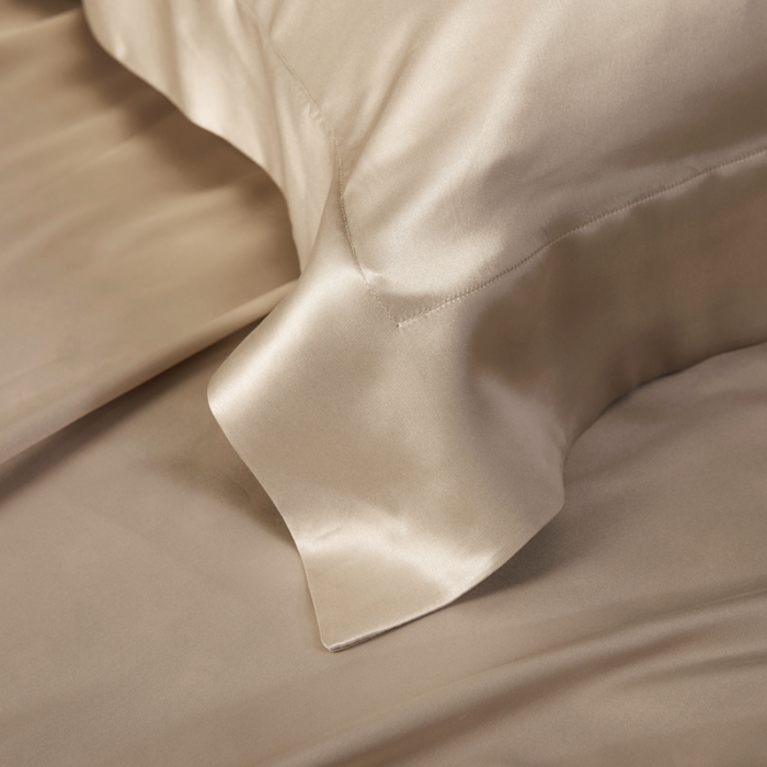 91家纺网 家纺一手货源 找家纺 威克凯丽 2021新款素色真丝四件套 浅金