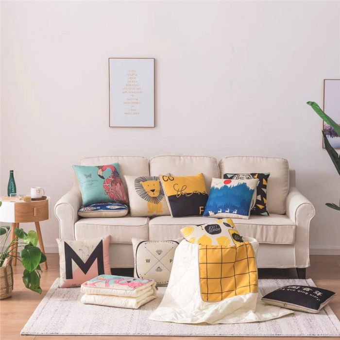 91家纺网 家纺一手货源 找家纺 （总）博笔熊 2020新款亚麻抱枕