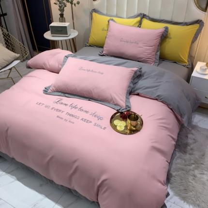 91家纺网 家纺一手货源 找家纺 金米诺 2020新款水洗棉四件套 樱花粉