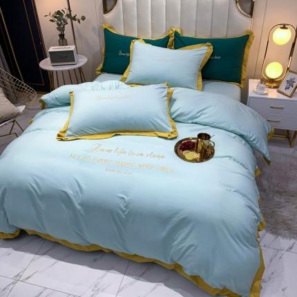 91家纺网 家纺一手货源 找家纺 金米诺 2020新款水洗棉四件套 奢绿