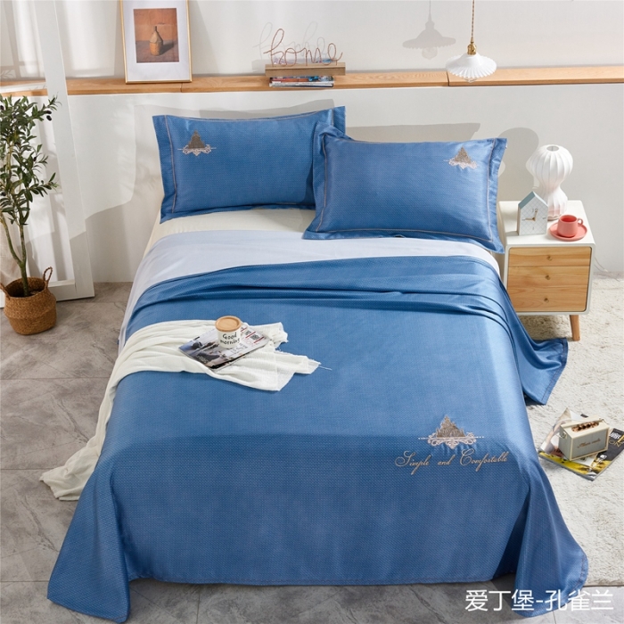 91家纺网 家纺一手货源 找家纺 （总）威克凯丽 2021新款绣花款竹语天丝软凉席