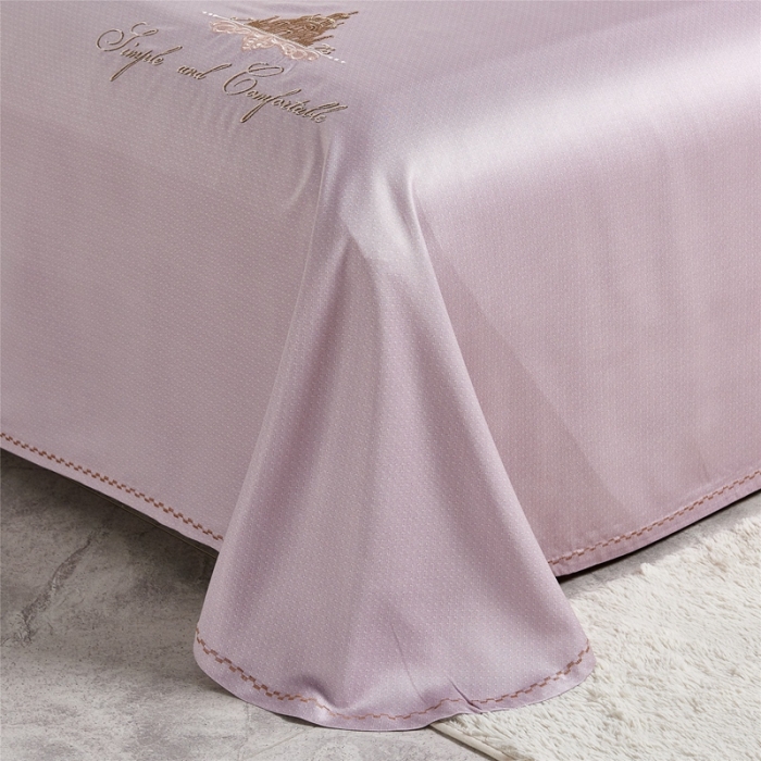 91家纺网 家纺一手货源 找家纺 威克凯丽 2021新款绣花款竹语天丝软凉席 爱丁堡-鲜桃粉