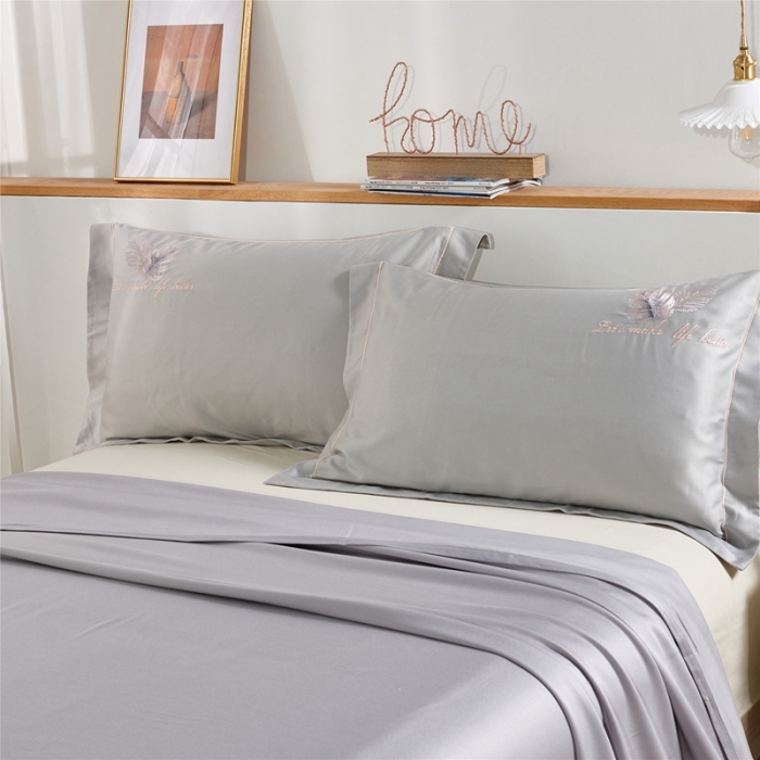 91家纺网 家纺一手货源 找家纺 威克凯丽 2021新款绣花款竹语天丝软凉席 容音竹-气质灰