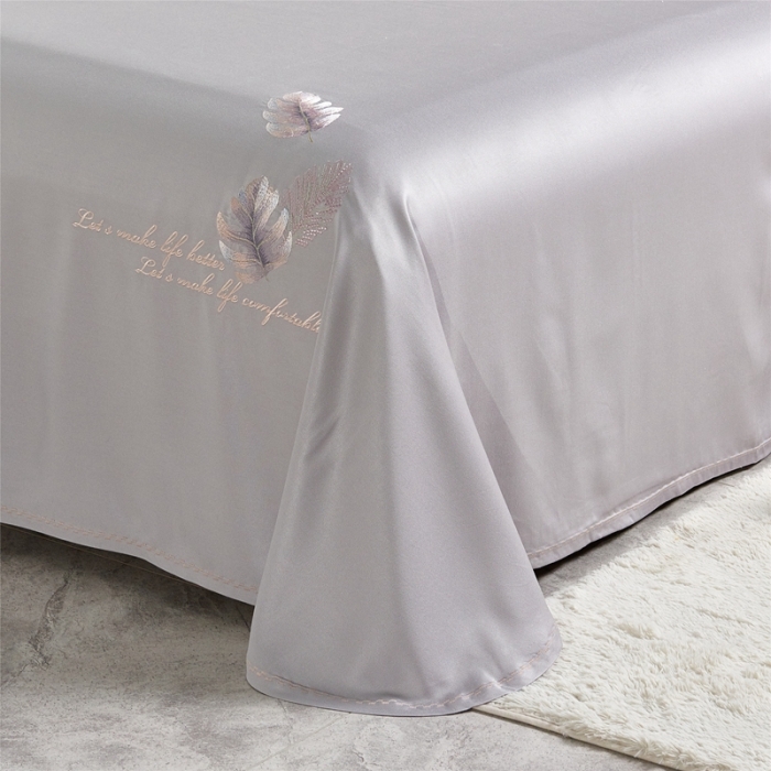 91家纺网 家纺一手货源 找家纺 威克凯丽 2021新款绣花款竹语天丝软凉席 容音竹-气质灰