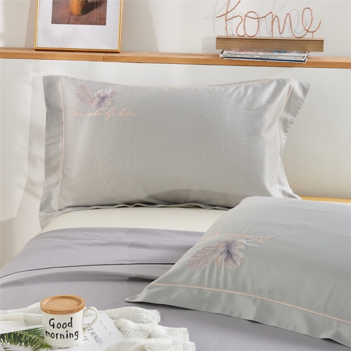 91家纺网 家纺一手货源 找家纺 威克凯丽 2021新款绣花款竹语天丝软凉席 容音竹-气质灰