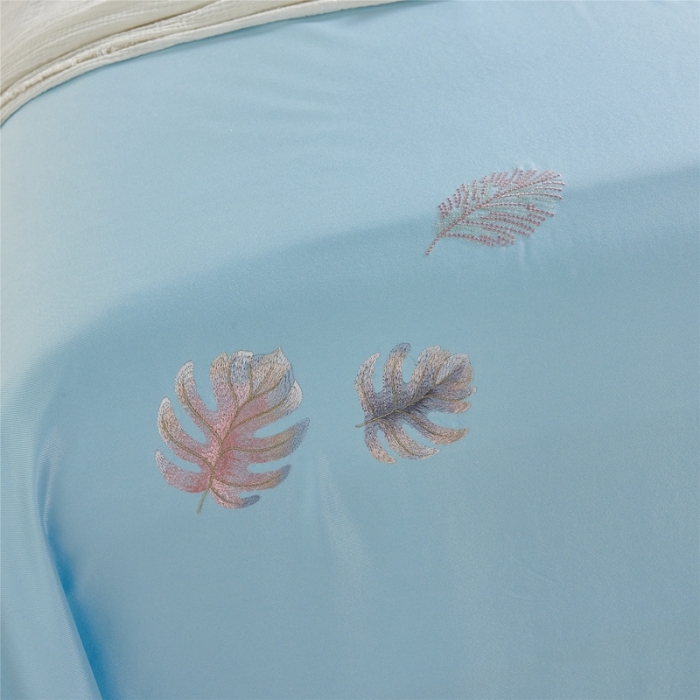 91家纺网 家纺一手货源 找家纺 威克凯丽 2021新款绣花款竹语天丝软凉席 容音竹-浅青绿