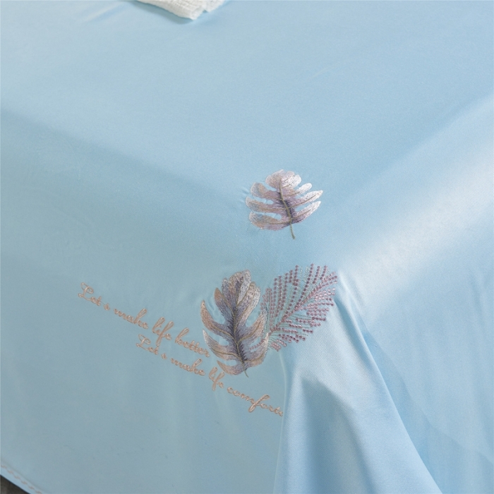 91家纺网 家纺一手货源 找家纺 威克凯丽 2021新款绣花款竹语天丝软凉席 容音竹-浅青绿