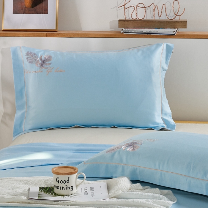 91家纺网 家纺一手货源 找家纺 威克凯丽 2021新款绣花款竹语天丝软凉席 容音竹-浅青绿