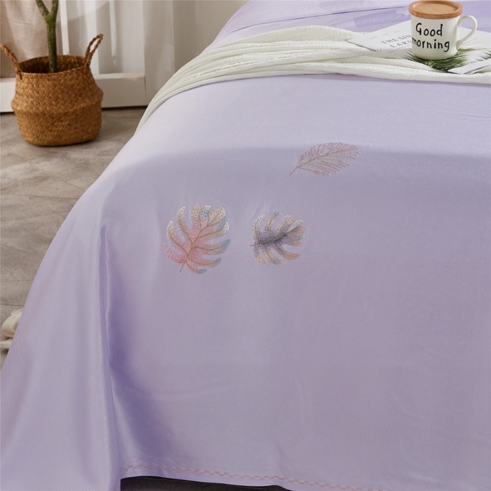 91家纺网 家纺一手货源 找家纺 威克凯丽 2021新款绣花款竹语天丝软凉席 容音竹-水晶紫