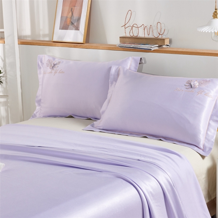 91家纺网 家纺一手货源 找家纺 威克凯丽 2021新款绣花款竹语天丝软凉席 容音竹-水晶紫