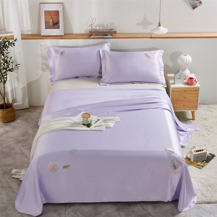 91家纺网 家纺一手货源 找家纺 威克凯丽 2021新款绣花款竹语天丝软凉席 容音竹-水晶紫