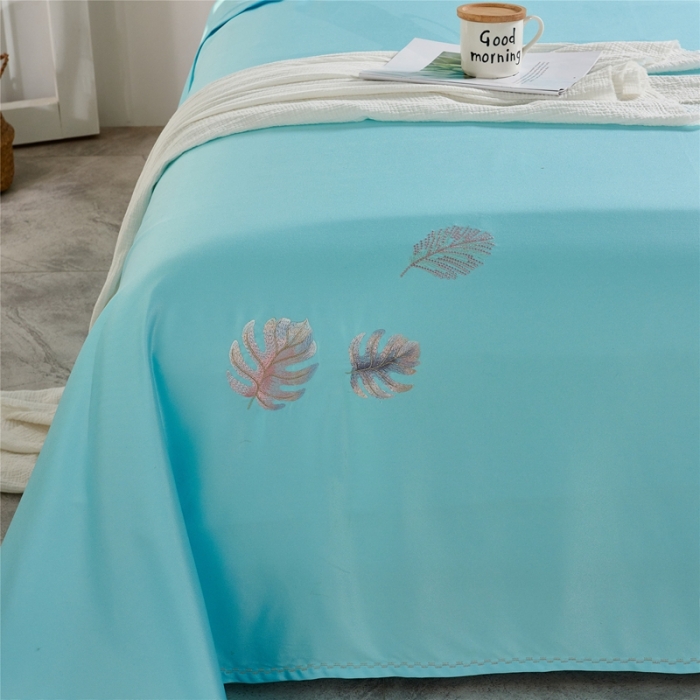 91家纺网 家纺一手货源 找家纺 威克凯丽 2021新款绣花款竹语天丝软凉席 容音竹-松柏绿