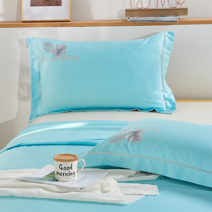 91家纺网 家纺一手货源 找家纺 威克凯丽 2021新款绣花款竹语天丝软凉席 容音竹-松柏绿