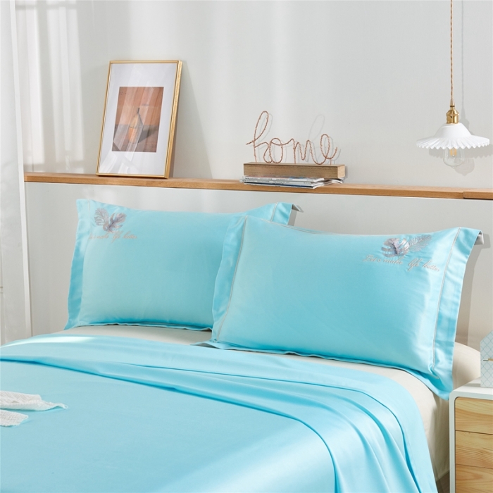 91家纺网 家纺一手货源 找家纺 威克凯丽 2021新款绣花款竹语天丝软凉席 容音竹-松柏绿