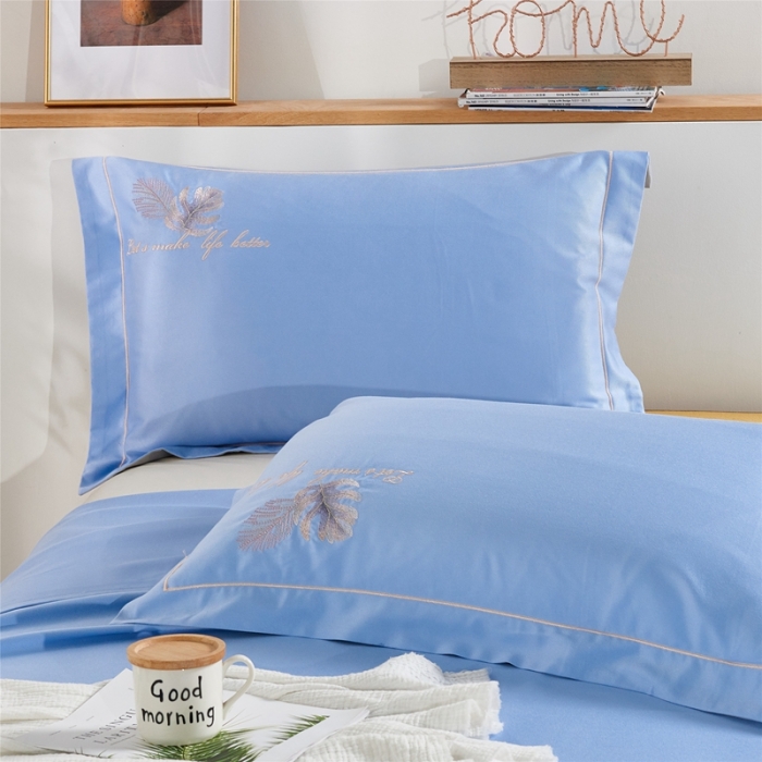 91家纺网 家纺一手货源 找家纺 威克凯丽 2021新款绣花款竹语天丝软凉席 容音竹-天兰