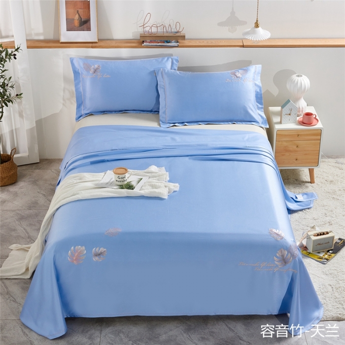 91家纺网 家纺一手货源 找家纺 威克凯丽 2021新款绣花款竹语天丝软凉席 容音竹-天兰