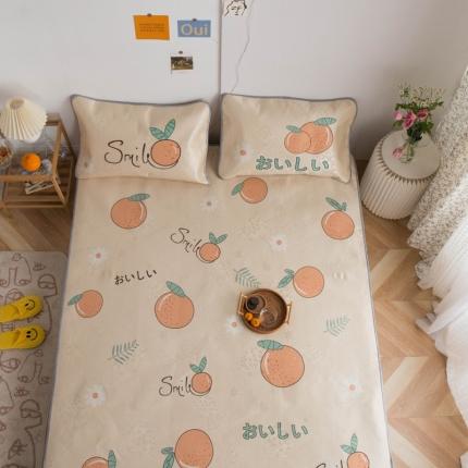 91家纺网 家纺一手货源 找家纺 同田家纺 网供2020新款数码大版印花卡通二次元冰丝三明治凉席 日系小橘