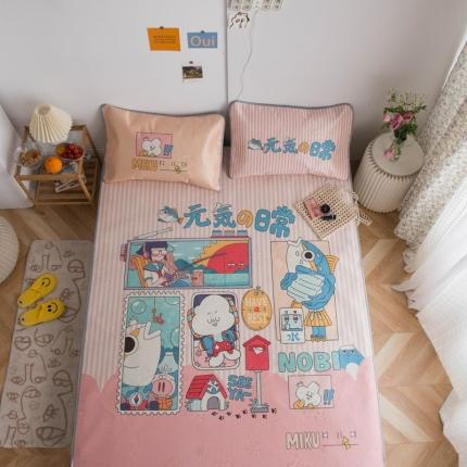 91家纺网 家纺一手货源 找家纺 同田家纺 网供2020新款数码大版印花卡通二次元冰丝三明治凉席 元气日常