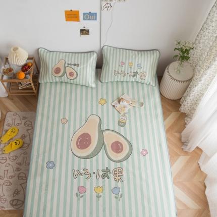 同田家纺 网供2020新款数码大版印花卡通二次元冰丝三明治凉席 牛油果
