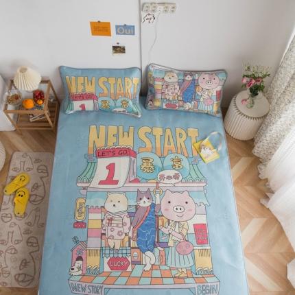 同田家纺 网供2020新款数码大版印花卡通二次元冰丝三明治凉席 幸运之初