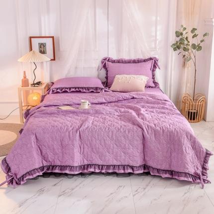 芭比蔓家纺 2021新款床裙款夏被四件套 优雅紫
