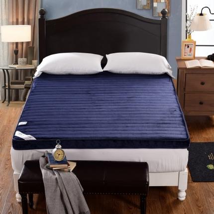 91家纺网 家纺一手货源 找家纺 美真 2020新款立体法莱绒床垫 深蓝