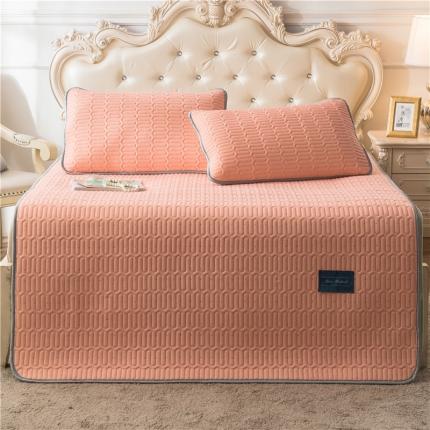 91家纺网 家纺一手货源 找家纺 威克凯丽 2021新款凉感丝纯色乳胶凉席 海纳橘粉