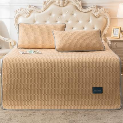 91家纺网 家纺一手货源 找家纺 威克凯丽 2021新款凉感丝纯色乳胶凉席 海纳浅黄