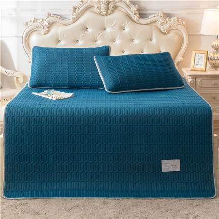 91家纺网 家纺一手货源 找家纺 威克凯丽 2021新款凉感丝纯色乳胶凉席 海纳青蓝