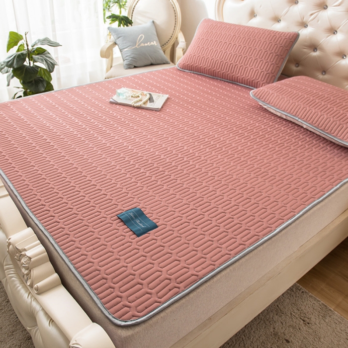 91家纺网 家纺一手货源 找家纺 威克凯丽 2021新款凉感丝纯色乳胶凉席 海纳豆沙