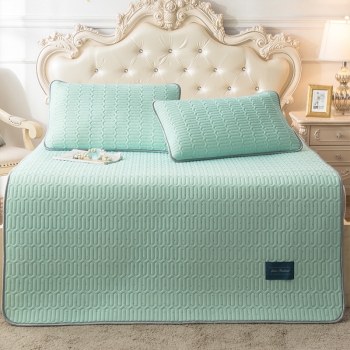 91家纺网 家纺一手货源 找家纺 威克凯丽 2021新款凉感丝纯色乳胶凉席 海纳果绿