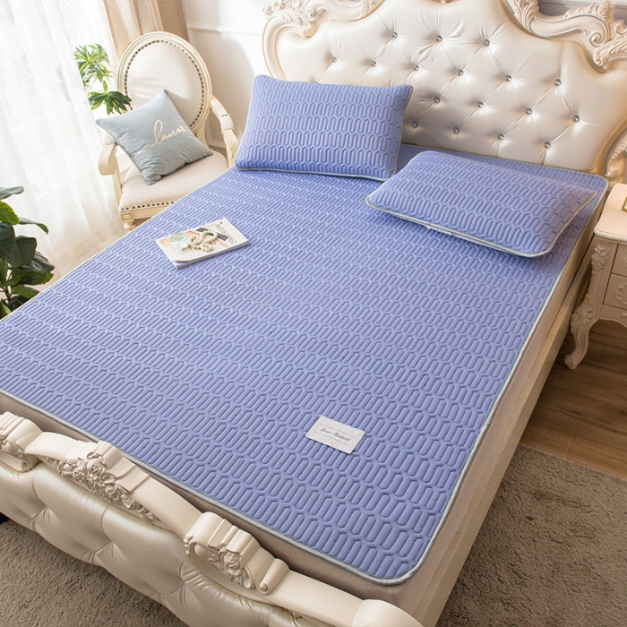 91家纺网 家纺一手货源 找家纺 威克凯丽 2021新款凉感丝纯色乳胶凉席 海纳藤紫