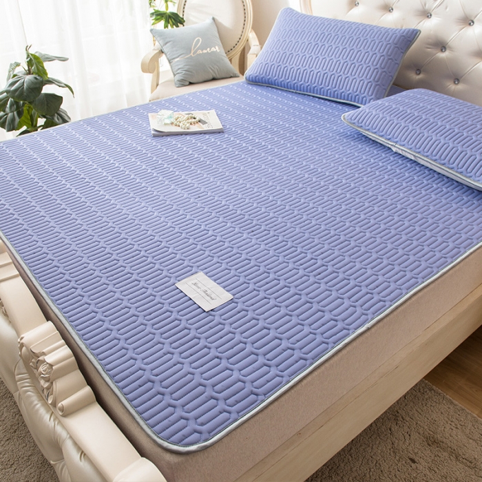 91家纺网 家纺一手货源 找家纺 威克凯丽 2021新款凉感丝纯色乳胶凉席 海纳藤紫