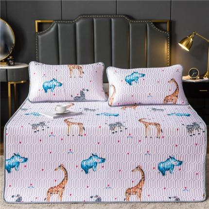 91家纺网 家纺一手货源 找家纺 威克凯丽 2021新款凉感丝印花乳胶凉席 宠乐园