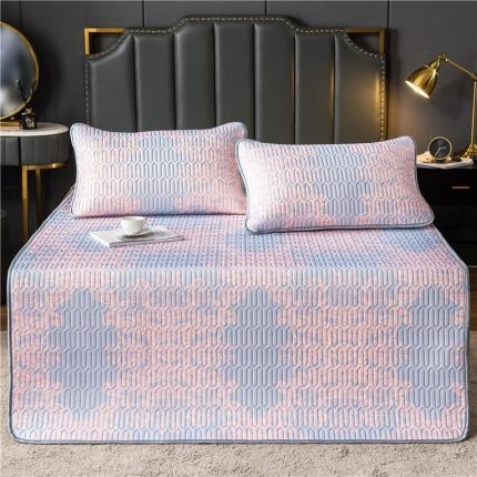 91家纺网 家纺一手货源 找家纺 威克凯丽 2021新款凉感丝印花乳胶凉席 典雅粉