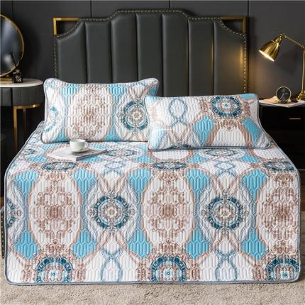 91家纺网 家纺一手货源 找家纺 威克凯丽 2021新款凉感丝印花乳胶凉席 同心结