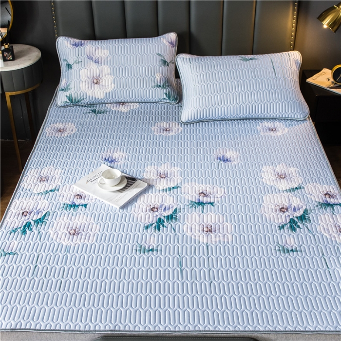 91家纺网 家纺一手货源 找家纺 威克凯丽 2021新款凉感丝印花乳胶凉席 白海棠-紫