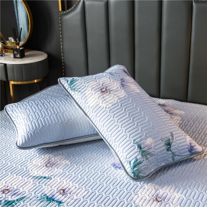 91家纺网 家纺一手货源 找家纺 威克凯丽 2021新款凉感丝印花乳胶凉席 白海棠-紫