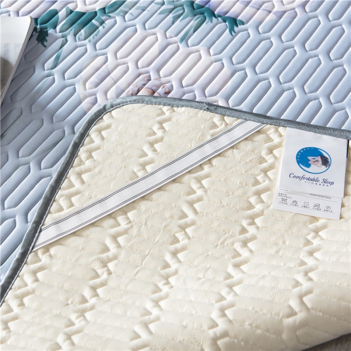 91家纺网 家纺一手货源 找家纺 威克凯丽 2021新款凉感丝印花乳胶凉席 白海棠-紫