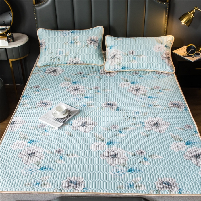 91家纺网 家纺一手货源 找家纺 威克凯丽 2021新款凉感丝印花乳胶凉席 白茉莉