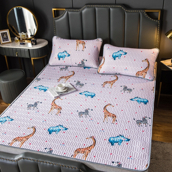 91家纺网 家纺一手货源 找家纺 威克凯丽 2021新款凉感丝印花乳胶凉席 宠乐园