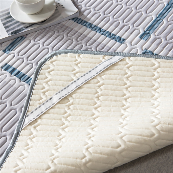 91家纺网 家纺一手货源 找家纺 威克凯丽 2021新款凉感丝印花乳胶凉席 格子-蓝灰