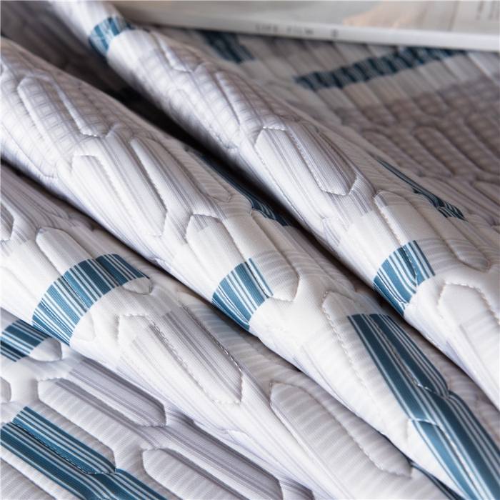 91家纺网 家纺一手货源 找家纺 威克凯丽 2021新款凉感丝印花乳胶凉席 格子-蓝灰